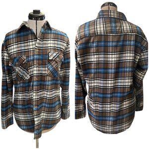 Vintage Genuine Roebucks Long Sleeve Flannel Shirt  Plaid Mens Medium 15-15 1/2